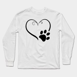 Dog paw print with heart symbol Long Sleeve T-Shirt